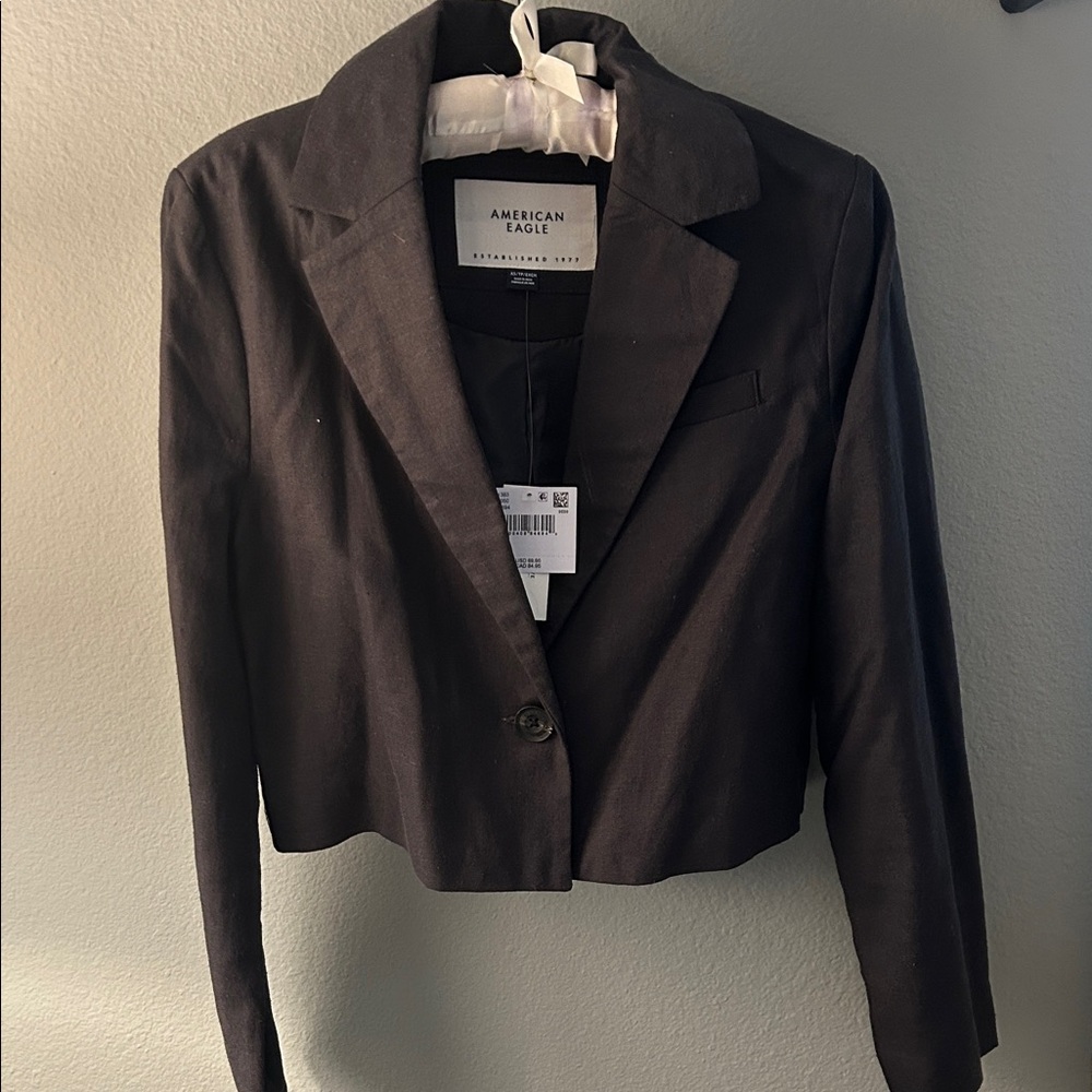American Eagle Outfitters Women's Linen Feel Cropped Blazer NWT